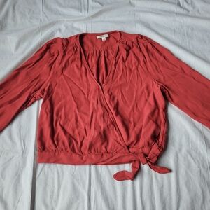 Madewell Cropped Tie Front Blouse Size Large
